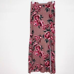 Charlotte Russe Floral Side Split Maxi Skirt Size Small